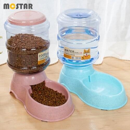 MC Star Pet Automatic Water Dispenser Food Feeding Bucket Dog Bowl Auto Drinking Fountain Pet Cat Big Capacity 3.8L Water Feeder