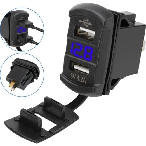 5V 4.2A Car Charger Auto Adapter Digital Display Waterproof Dustproof Phone Charger Dual USB Ports for Car RV Camper Caravans