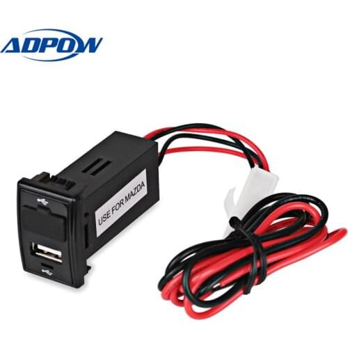 ADPOW 12V-24V Car Charger For Mazda Dual USB Adapter Power Outlet Car Dual USB Charger Socket Interface Charger