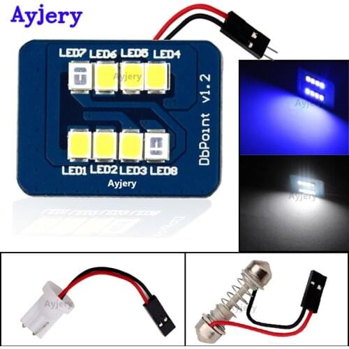 AYJERY Newest 100Pcs White&Blue T10 2835 8 SMD Car Led Vehicle Panel Lamps Auto Interior Reading Light Bulb Dome Festoon DC 12V