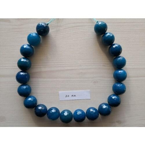 B0003 20mm Natural Blue Gems Stone Faceted Round Beads 15'' Strands Jewelry Making DIY