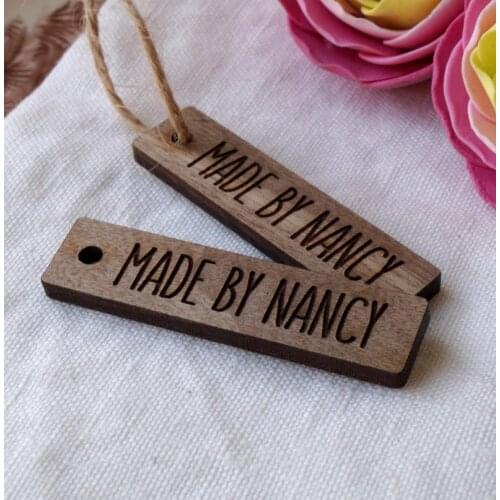 Product tags, wooden tags, personalized product tags, hang tags, custom tags, wooden labels, laser cut und engraved tags, your t