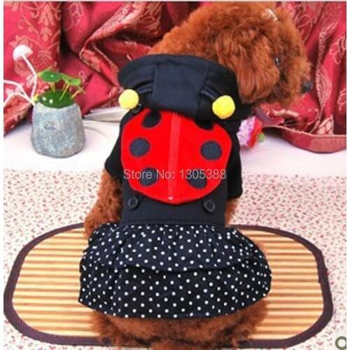 Black ladybug style Pet dogs Coat Free Shiping By CPAM Dogs Clothing