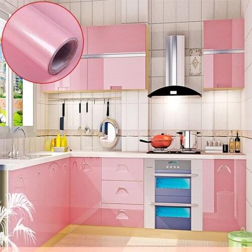 High Glossy Color DIY Decorative Film Matte Self-adhesive Wallpaper Kitchen Cabinet Old Furniture Renovation Waterproof Stickers