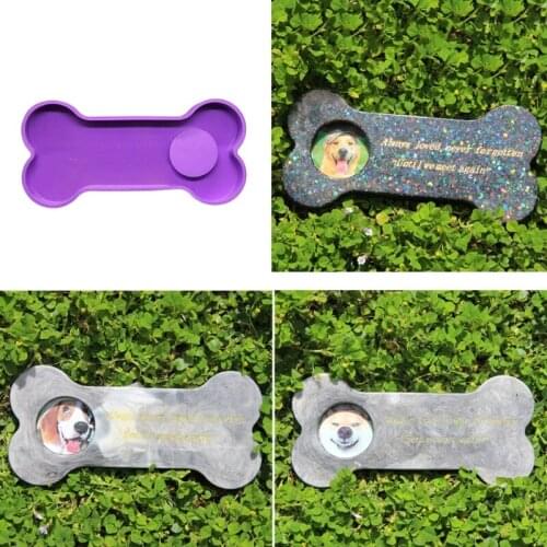 Pet Tombstone Resin Mold Bone Dog Memorial Stone Crafts Silicone Casting Mold N0HE