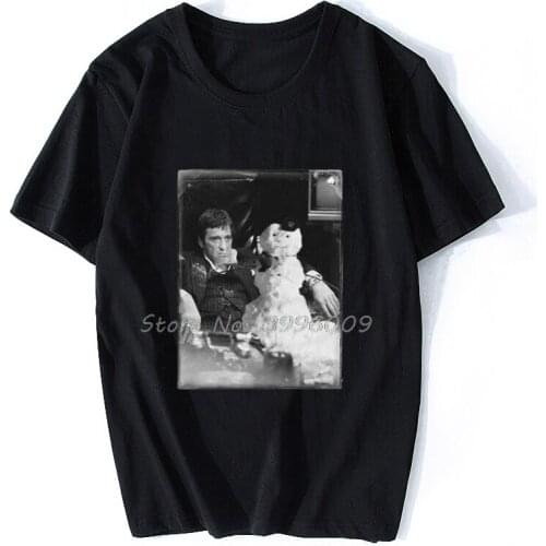T Shirt Tony Montana Cocaine Snowman Scarface Pablo Escobar Kokain Men Cotton T Shirt Hip Hop Tees Tshirt Harajuku Streetwear