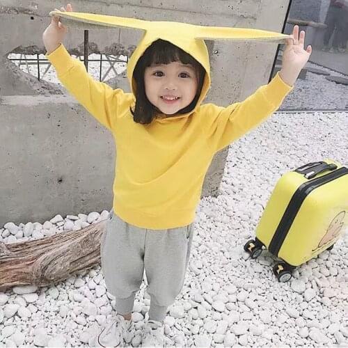 2021 Girls Rabbit Hoody Coat+Pants Clothing Set Kids Spring Autumn Jumpsuit Children Casual tracksuit Sports jogging Suit