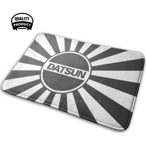 Datsun Japanese Flag On Carbon Fiber White 3D Soft Non-Slip Mat Rug Carpet Cushion Datsun Japanese Flag Car Automotive Carbon