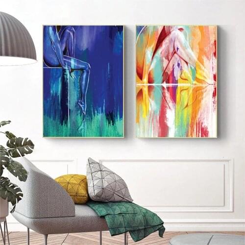 Colorful Abstract Figure Legs Reflection Canvas Posters Prints Oil Painting Wall Pictures for Living Room Home Cuadros Decor