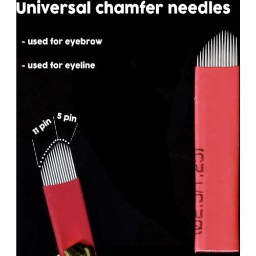 100pcs Chamfer blade 15 Pin Permanent Makeup Eyebrow Tattoo Blade Microblading Needles For 3D Embroidery Manual Tattoo Pen