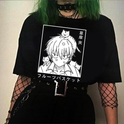 2021 Hot Japanese Anime T Shirt Men Fruits Basket T-shirt Kawaii Cartoon Kyo Sohma Graphic Tees Male