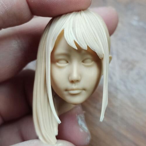 Hot Sales 1/6th Mecha Hime Beautiful Girl Female Head Sculpture Unpainted White Color For 12inch DIY Figures Collectable