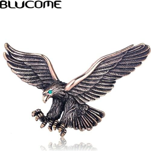 Blucome Vintage Antique Silver Color Jewelry Flying Eagle Brooch Men Boys Suit Scarf Accessories Bird Pins Birthday Party Gift