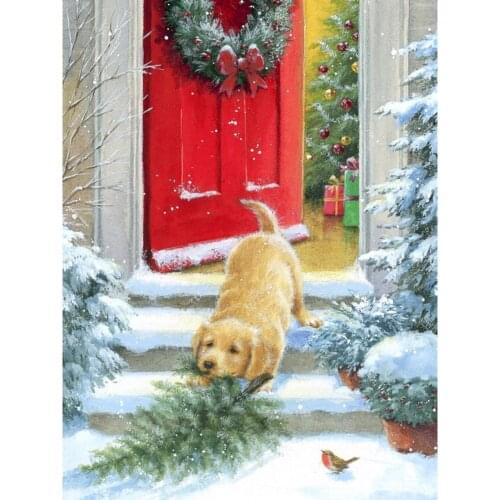 Animal Dog DIY Cross Stitch 11CT Embroidery Kits Craft Needlework Set Printed Canvas Cotton Thread Home Decoration Hot Sell