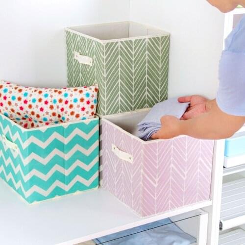 1 Pcs Printing Non-woven square Desktop Storage Organizer Sundries Storage Box Cabinet Underwear Storage Basket
