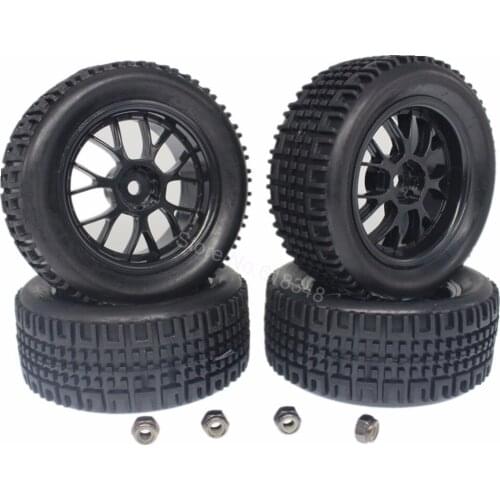 4PCS 76mm Tires & Y Shape Plastic Wheel Rims Foam Inserts 12mm Hex Hub Width:30mm For RC 1:10th Scale Rally Racing Car