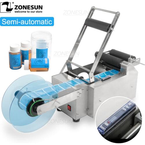 ZONESUN Semi-automatic Round Bottle Labelling Machine Stick Mark Labeller Manual Labeling Machine For Plastic Glass Bottles