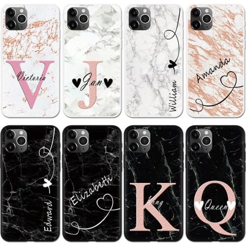 Marble Pattern Luxuey Case For iphone 11 12 Pro XS Max XR X SE 2 DIY Custom Name Phone Case For iphone 8 7 6 6S Plus 5 TPU Coque