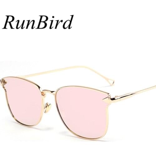 RunBird Metal Alloy Frame Butterfly Brand Eyewear New Summer Style Mirror Lens Cat Eye Sunglasses Women High Quality R028