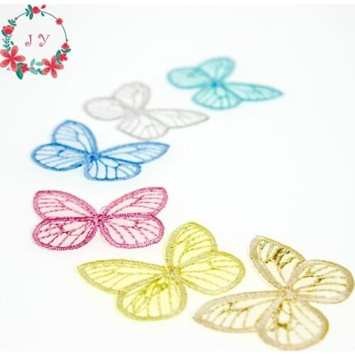 20PCS/lot Mix Embroidery Mesh Butterfly Applique 4cm Translucent Single layer for Party Decor,Garment Embellishment,DIY project