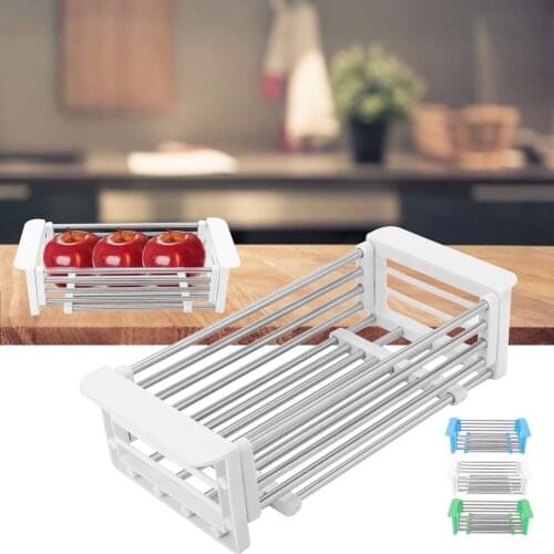 Telescopic Retractable Drainer Rack Stainless Steel Sink Rack Fruit Storage Drying Rack Drainer for Vegetable Dishes Storage