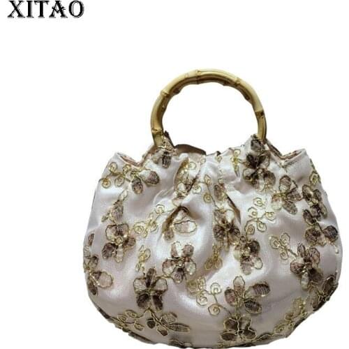 XITAO Fashion Top Handle Bags Net Yarn Embroidery Bamboo Knot Portable Niche Womens Bag Cheongsam Vintage Bag GWJ0396