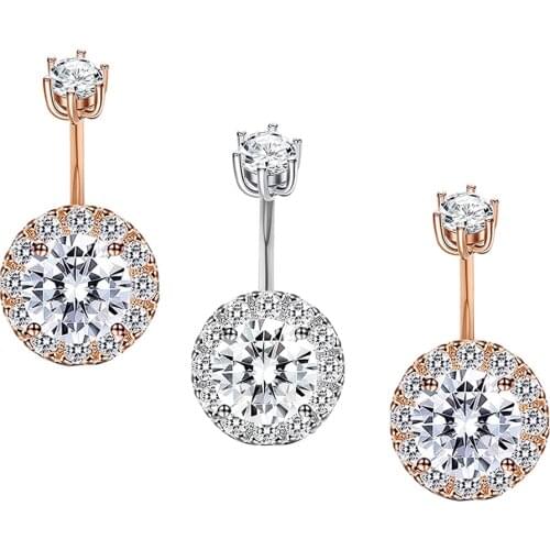 14G Belly Button Rings Piercing Surgical Steel Round Opalite Center Claw Shape Navel Rings Ombligo Jewelry Women Wholesales