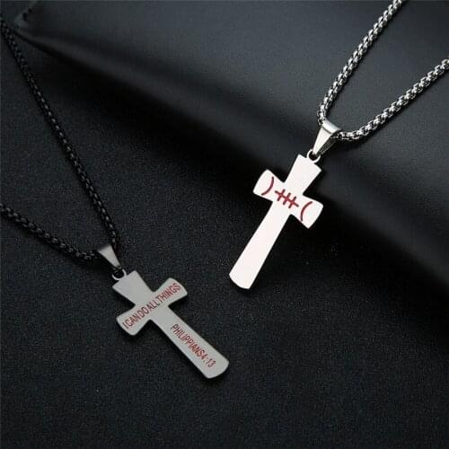 Stainless Steel Cross Pendant Necklace For Women Minimalist Silver Black Color Sports Charm Statement