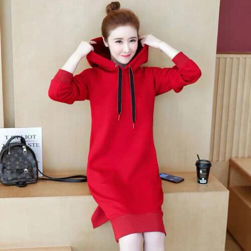 High Quality New Hot Sale Fashion Womens Casual Style Hooded Hoodie Long Sleeve Pocket Bodycon Tunic Dress Top
