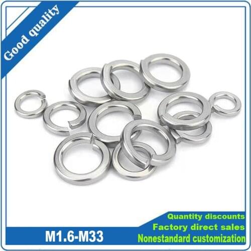 1/50/100pcs GB93 A2 304 Stainless Steel Spring Split Lock Washer M1.6 M2 M2.5 M3 M4 M5 M6 M8 M10 M12 M16 M20 M24 Elastic Gasket