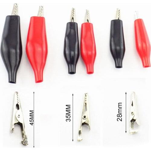 10pcs Electrical Alligator Clip Test Lead Cable Metal Meter Clamp Testing Probe Crocodile Moto Bike DIY 28mm/35mm/45mm