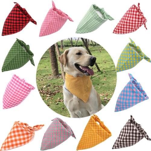 10 Pcs Pet Dog Accessories Cotton Classic Plaid Puppy Dog Cat Bandana Scarf Adjustable Dog Bandana Bibs Pet Supplier