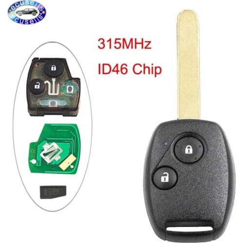 2 Buttons Remote Key Fob 315MHz With ID46 Chip for Honda Civic 2008-2012 Ignition Key