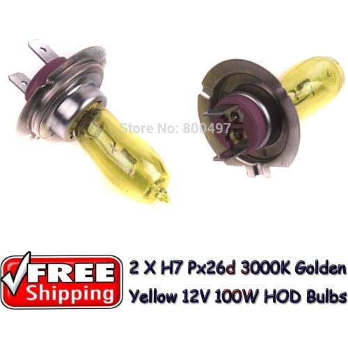 2 x H7 Px26d 12V 3000K Golden Yellow 100W Auto Car HOD Bulbs Lamps Fog Lights Bulbs