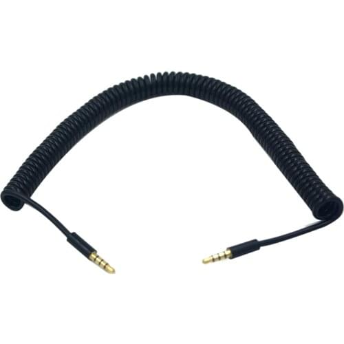 3.5mm Male to Male Jack 4 Pole Extension Aux Audio Coiled Spiral Cable 1.5M
