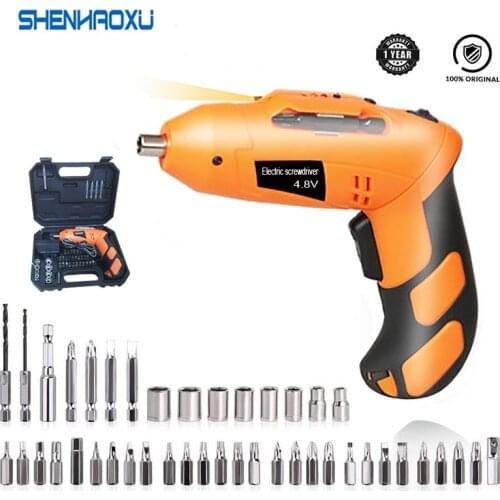 4.8V MINI Electric Screwdriver With Chargeable Battery Cordless Drill Home DIY Power Tools LED Working Light With 43 Bits