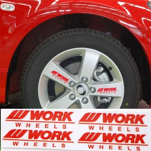 4pcs W Work Wheel Spoke Sticker Rims Decoration Decal Car Styling Accessories