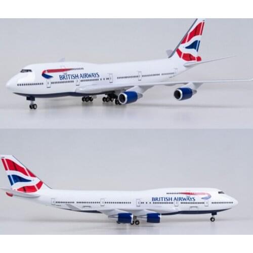 47cm 1/150 Scale Irplane Model Toys B747 British Airways Aircraft Model with Light and Wheel Diecast Resin Alloy Plane