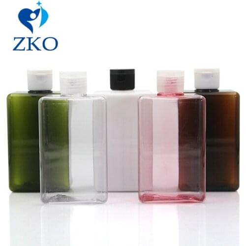 5pcs/lot 300ml PETG Flip Top Cap Cosmetic Makeup Cream Container Empty Emulsion Shampoo Lotion Travel Refillable Square Bottles