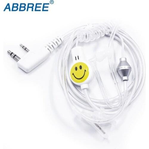 ABBREE PTT Air Acoustic Tube Smile Face Headset Earpiece For BaoFeng UV-5R BF-888S BF-UVB3 PLus Two way radio Walkie Talkie