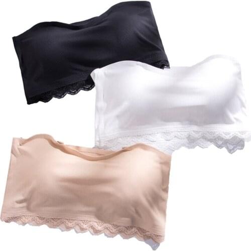 Traceless lace thread beauty back wrap bosom no underwire girlie underwear with bare chest pad one word around the chest