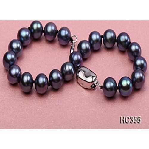 Natural Pearl Bracelet 8-8.5mm AAA Round Blue Freshwater Pearl Bracelet 7.5"