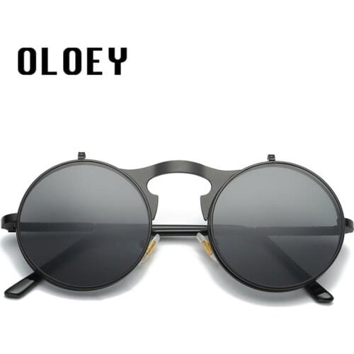 Steampunk Sunglasses Round Metal Oculos De Sol Women Style Retro Flip Circular Double Metal Sun Glasses Men Circle Sun Glasses