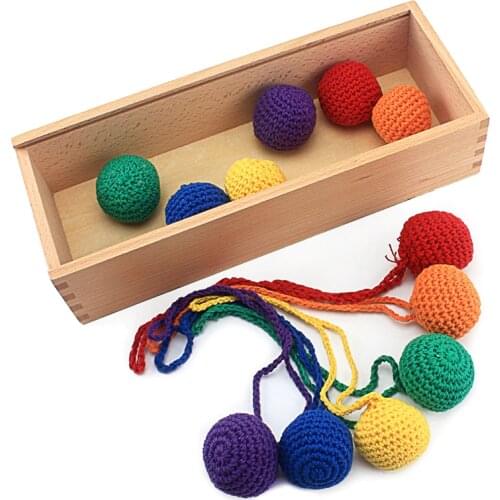 Wooden Toys 12Pcs Knitted Balls With Box Frobel GABE Educational Teaching Aids Baby Froebel Color Training Toys GABE1 Games 2-4