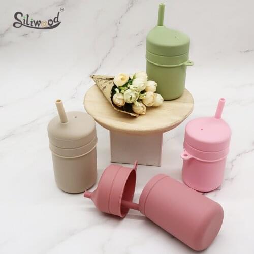 180mm Capacity Sippy Cup 1 pcs Baby Feeding Cups Silicone Baby Learning Drinkware BPA-free Childrens Soft Straw Cups