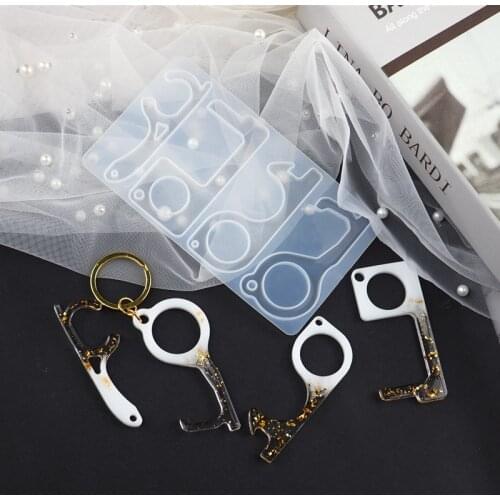 DIY Resin Epoxy Non-contact Keychain Press Elevator Door Opener Silicone Mirror Mold
