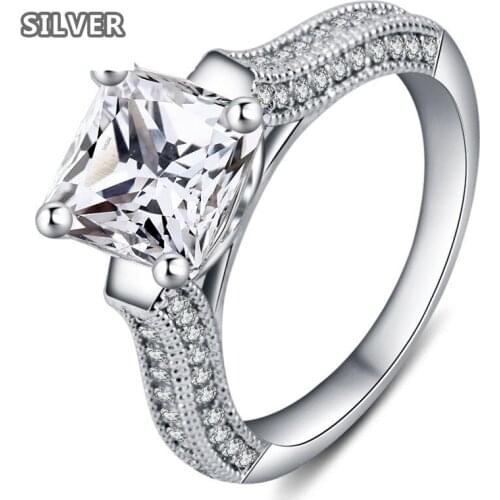 European and American creative jewelry white copper plated diamond inlaid zirconium stone for fashion lady wedding party ring