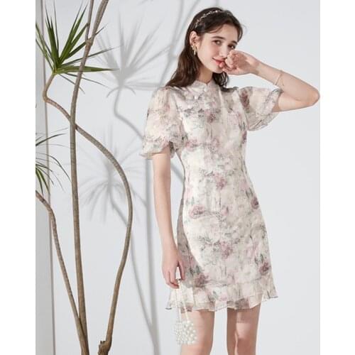 Summer Dress Long Dress Casual Womens Dresses Floral Button Ruffles Short Sleeve Summer Dresses Ladies 2021 Beach Dress Woman