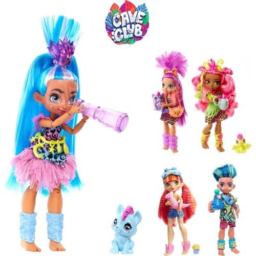 Mattel Cave Club Dolls Toys Movable Jointed Doll 25cm Prehistoric Fashion Doll Dinosaur Toy Christmas Gift for Girls Toys GTH00