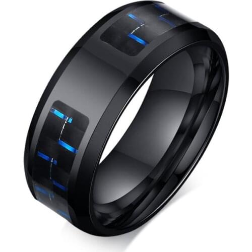 MIQIAO Stainless Steel Titanium Black Carbon Fibre Dad Letter Vintage Rings for Women Men Friend Fathers Day Lover Gift Jewelry